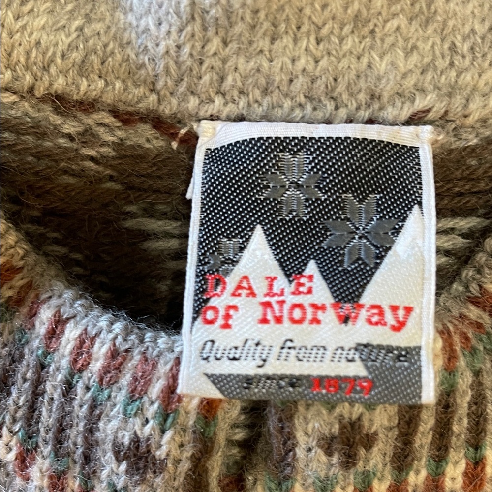 Dale of Norway Vintage Nordic Pattern Cardigan Sweater - Rust & Brown Tones NWT - Picture 6 of 13